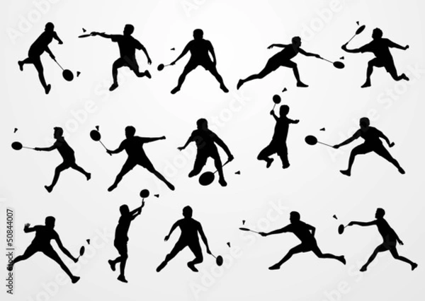 Obraz playing badminton silhouette