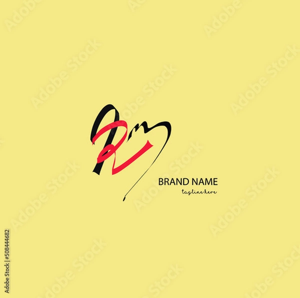 Fototapeta Logo vector of Rm initial handwriting