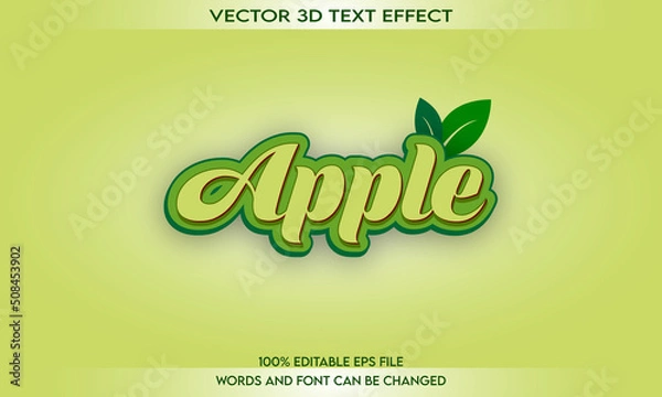 Fototapeta Editable 3d apple text effect design