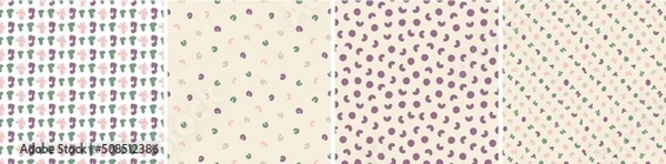 Fototapeta Set of colorful seamless patterns. Bright abstract shapes