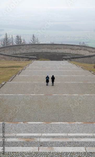 Fototapeta Old stage in foggy day