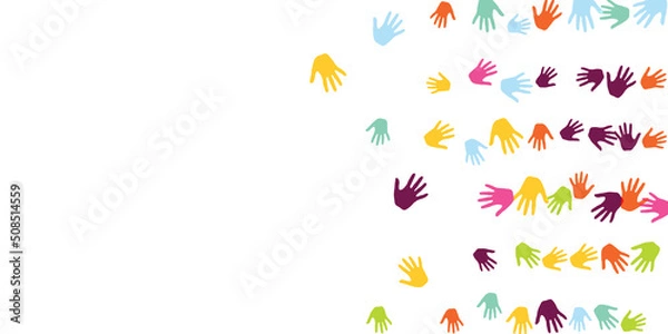 Fototapeta Abstract kids handprints art therapy concept vector illustration.