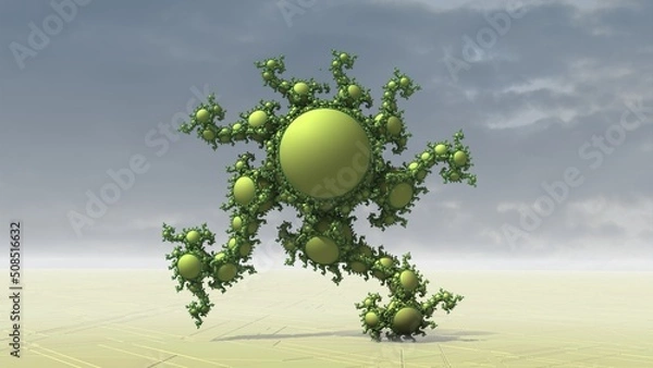 Fototapeta Bizarre 3D fractal landscape with recursive Kleinian structures.