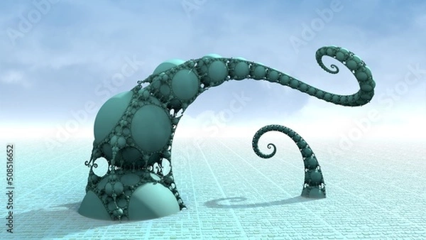 Fototapeta Bizarre 3D fractal landscape with recursive Kleinian structures.