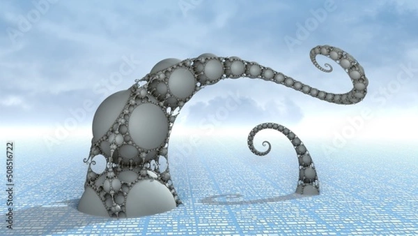 Fototapeta Bizarre 3D fractal landscape with recursive Kleinian structures.