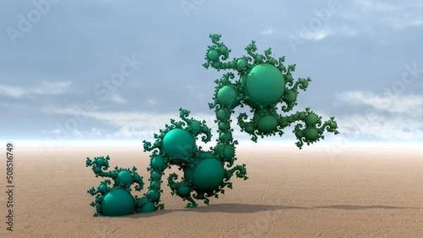 Fototapeta Bizarre 3D fractal landscape with recursive Kleinian structures.