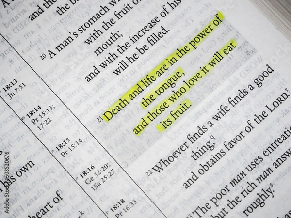 Fototapeta Proverbs Chapter 18 verse 21