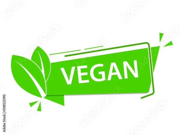 Fototapeta Vector Illustration Vegan Bio Icon. Organic Label Tag. Green Leaf Banner