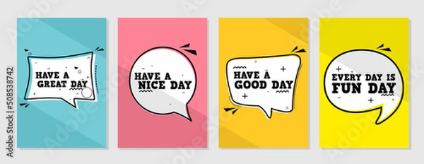 Fototapeta cover design set with text quote have a nice day, colorful background. vector illustration