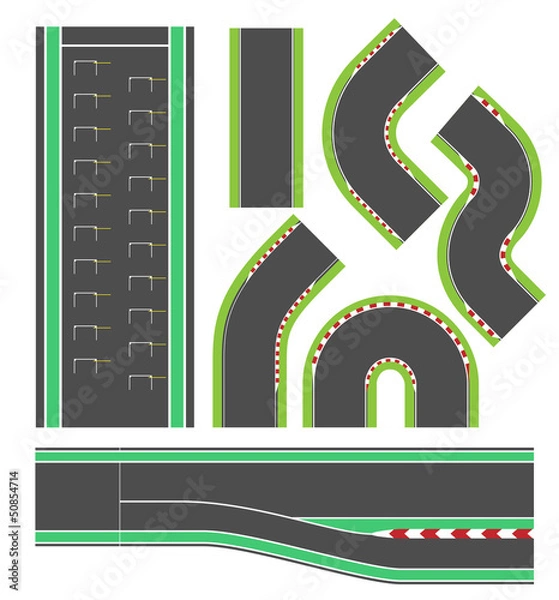 Fototapeta Formula race track line set