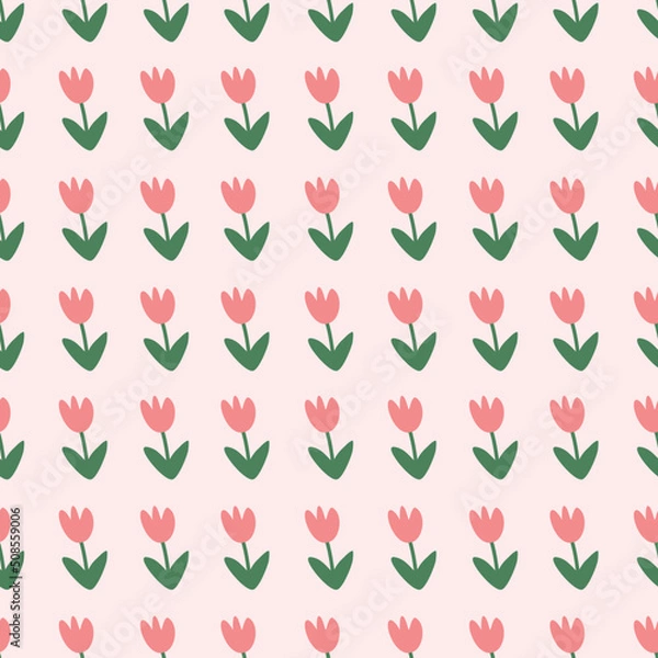 Fototapeta seamless pattern with pink flowers