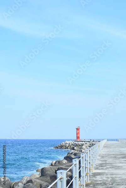 Obraz 빨강색 등대와 바다