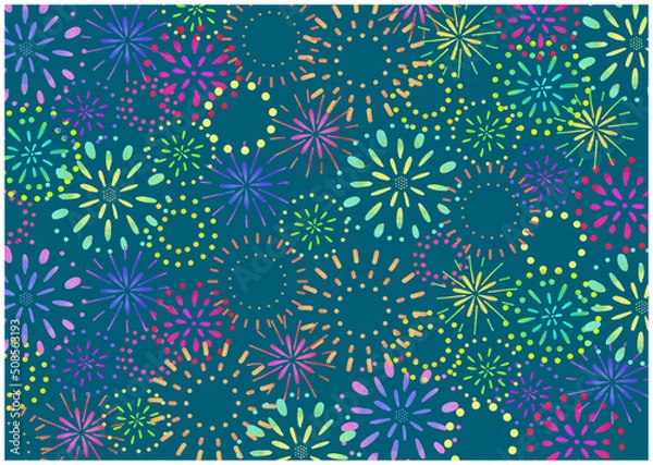 Fototapeta とっても打ち上げ花火な背景　背景ブルー