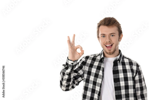 Obraz Concept of people, young man isolated on white background