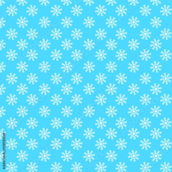 Fototapeta Seamless blue decorative christmas pattern with snowflakes