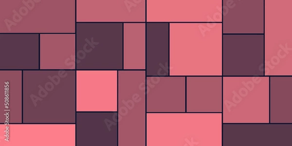 Fototapeta Simple Rectangular Tiled Frames of Various Sizes, Colored in Shades of Purple - Geometric Shapes Pattern, Texture on Wide Scale Background - Design Template in Editable Vector Format