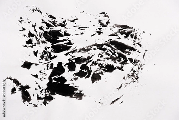 Fototapeta Abstract black white texture on white paper like a marble