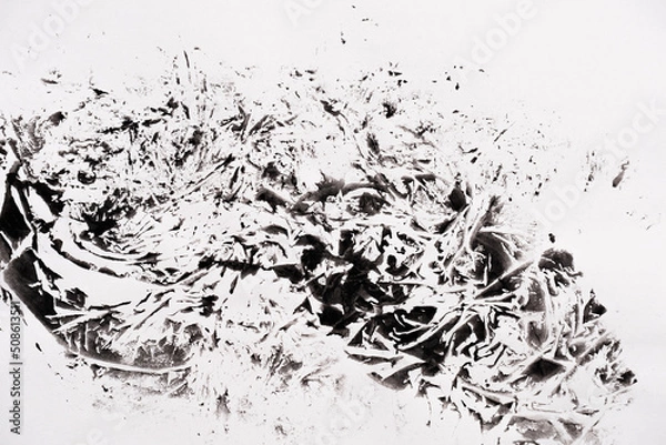 Fototapeta Abstract black white texture on white paper like a marble