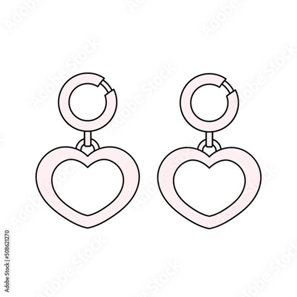 Obraz Heart-shaped simple earrings vector illustration