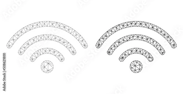 Fototapeta Polygonal mesh Wi-Fi hotspot icons. Flat carcass variants are created from Wi-Fi hotspot icon and mesh lines. Abstract lines, triangles and points are organized into Wi-Fi hotspot mesh.