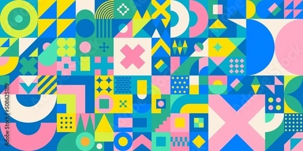 Fototapeta Seamless Abstract Vector Bauhaus Geometric Pattern Design Background 