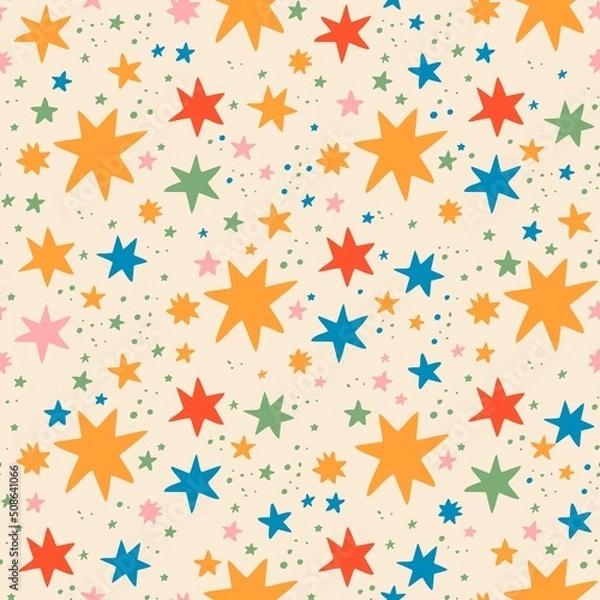 Fototapeta Seamless vector pattern in the form of stars. Freehand drawing style. Vector seamless pattern with stars.