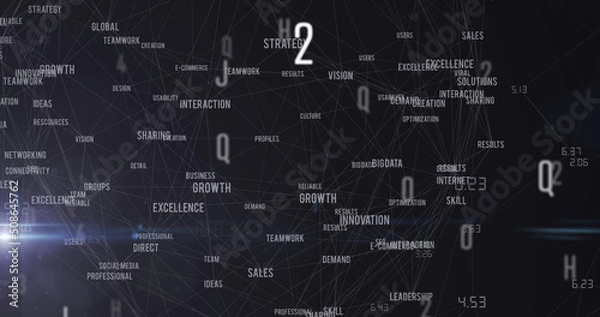 Fototapeta Image of white letters over business texts