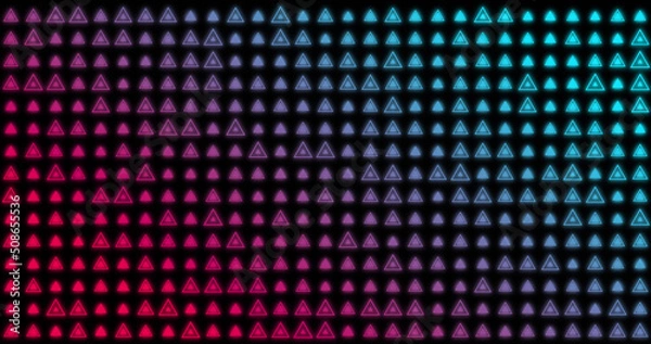 Fototapeta Image of changing red and blue triangles on black background