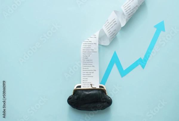 Fototapeta Food grocery price increase concept