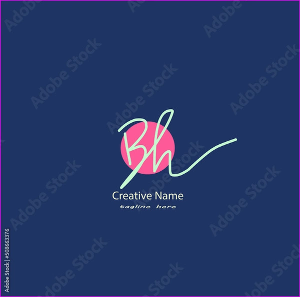 Obraz Bh Initial handwriting logo vector design