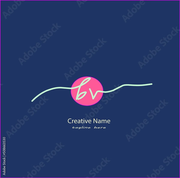 Obraz bv Initial handwriting logo vector design