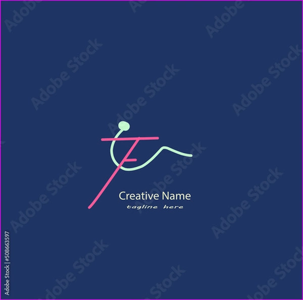Obraz Cf Initial handwriting logo vector design
