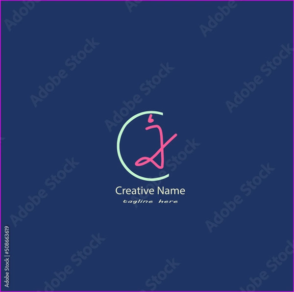 Obraz Cj Initial handwriting logo vector design