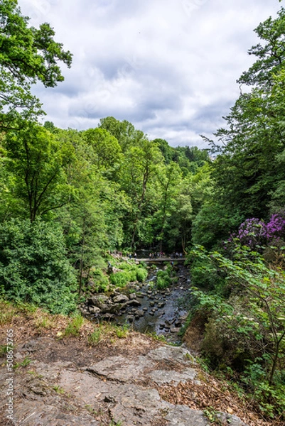 Fototapeta Vue sur la Cance depuis le haut de la Grande Cascade de Mortain