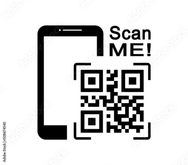 Obraz QR code scan icon set. Scan me frame. QR code scan for smartphone. QR code for mobile app, payment and identification. Vector illustration.