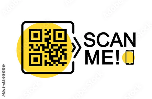 Obraz QR code scan icon set. Scan me frame. QR code scan for smartphone. QR code for mobile app, payment and identification. Vector illustration.