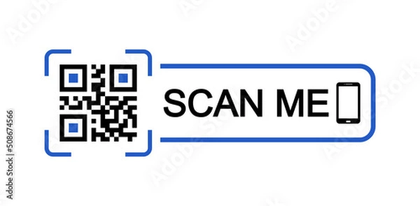 Obraz QR code scan icon set. Scan me frame. QR code scan for smartphone. QR code for mobile app, payment and identification. Vector illustration.