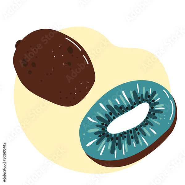Obraz Fresh exotic fruit- kiwi. Healthy eating. Vector illustration