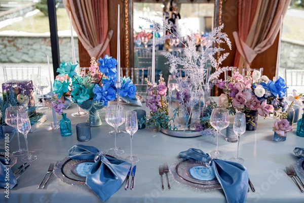 Obraz Table set for wedding or another catered event dinner