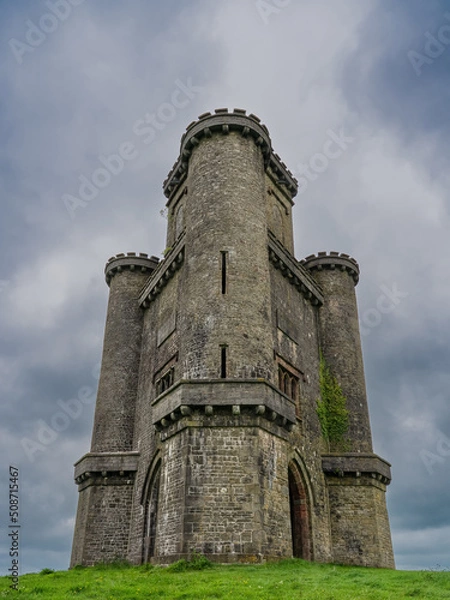 Fototapeta a magnificent Welsh Neo-Gothic folly stone tower built early 19th century
