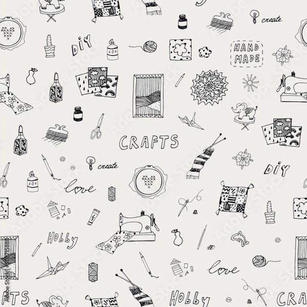 Fototapeta Hobby crafts vector seamless pattern