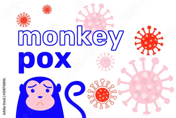 Fototapeta Monkeypox virus outbreak banner pandemic disease spread awareness and alert. Monkeypox Design with background.