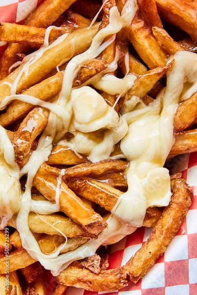 Fototapeta Top view of poutine