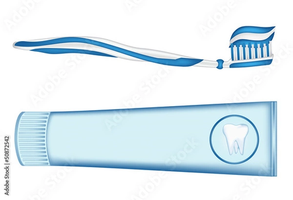 Fototapeta toothbrush,  toothpaste. mesh illustration