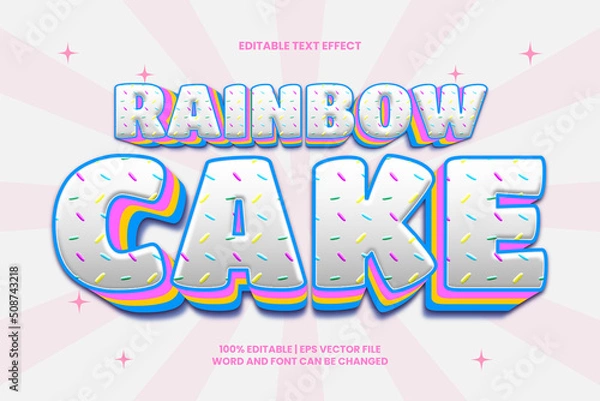 Obraz Rainbow Cake Text Effect Editable 3D Cartoon Style