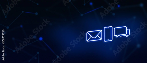 Fototapeta Contact us, email contact, call, message, landing page, background, cover page, icon