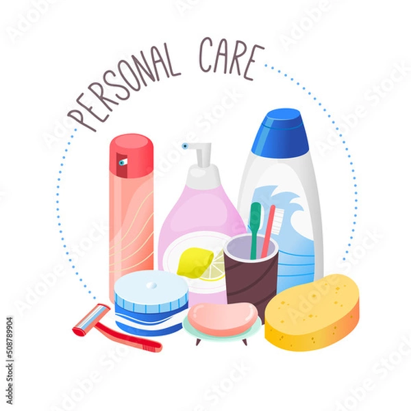 Obraz Circle label for hygienic supplies and cosmetics department in grocery store. Personal care goods. Isolated vector image