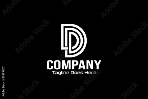 Fototapeta Monogram Vector logo element with monoline initial letter D on dark background. Usable for general business logo