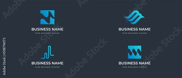 Fototapeta Four alternative wave logos with the initials M