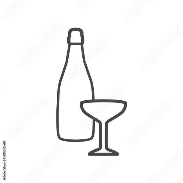 Fototapeta Vector linear icon with champagne